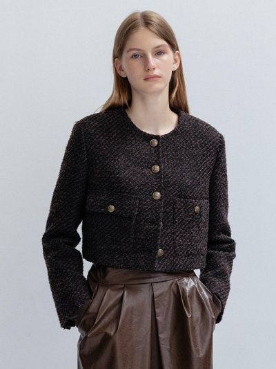 JOY GRYSON Two-tone Tweed Crop Jacket KW2AJ7040_93