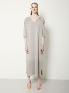 JOY GRYSON V-neck Hoodie Knit Dress (Coco Brown)