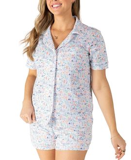 Joy Street Joy Street Women's Jersey Shore Button Front Short Pajama Set