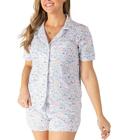Joy Street Joy Street Women's Jersey Shore Button Front Short Pajama Set