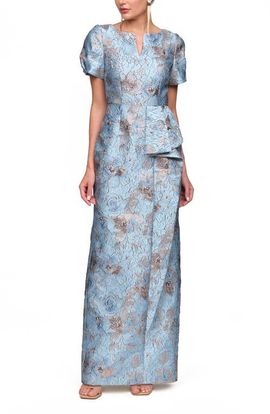 JS Collections JS Collections Daria Floral Puff Sleeve Column Gown