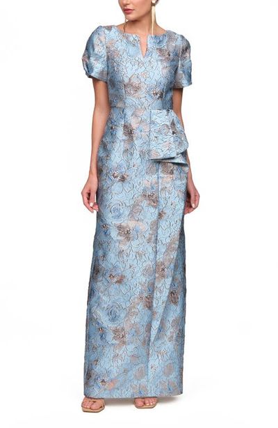 JS Collections JS Collections Daria Floral Puff Sleeve Column Gown
