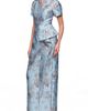 JS Collections JS Collections Daria Floral Puff Sleeve Column Gown - 3