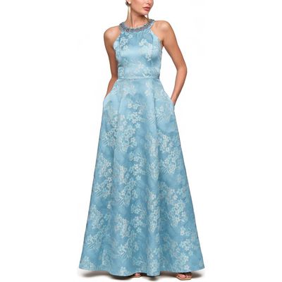 JS Collections JS Collections Donatella Floral Jacquard Gown