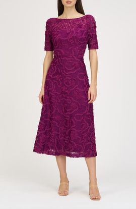 JS Collections JS Collections Jenni Floral Lace Cocktail Midi Dress