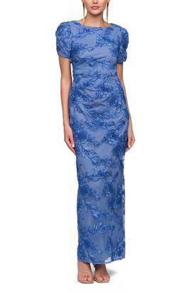 JS Collections JS Collections Oriana Embroidered Puff Sleeve Column Gown