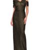 JS Collections JS Collections Peach Asymmetric Column Gown - 1