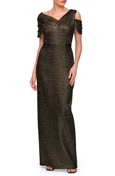 JS Collections JS Collections Peach Asymmetric Column Gown