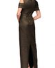 JS Collections JS Collections Peach Asymmetric Column Gown - 5