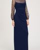 JS Collections JS Collections Risha Metallic Floral Appliqué Detail Long Sleeve Crepe Column Gown - 3