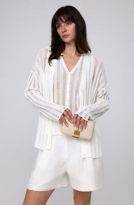 JUANA JUANA Sumire Open Knit Striped Cardigan