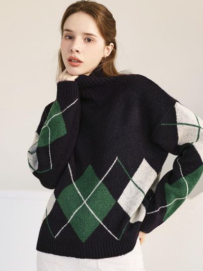 JUARR Argyle Mock Neck Standard Fit Knit (JFFKN259M)