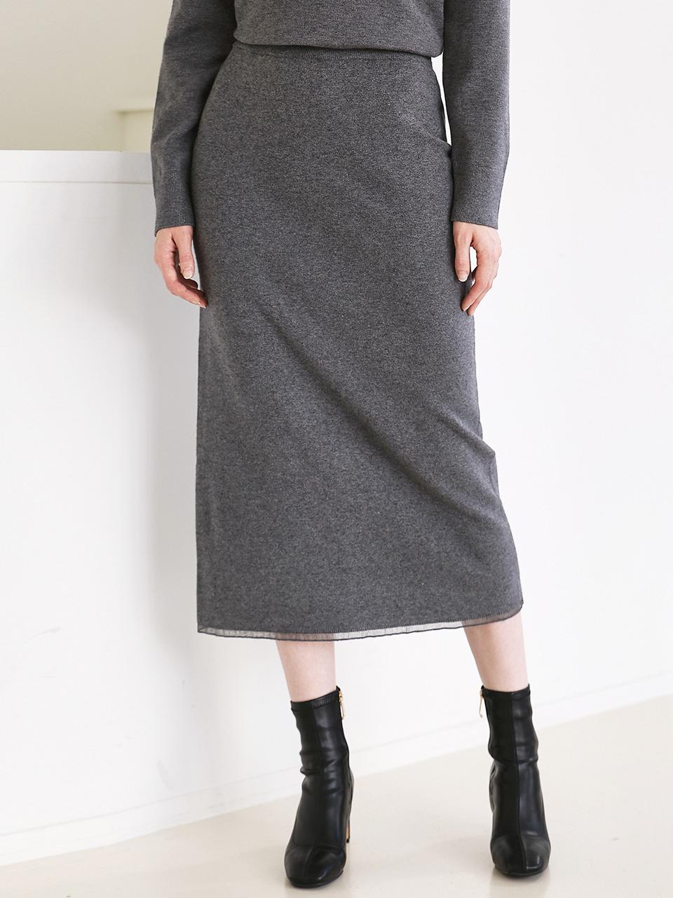 JUARR BANDING Hem Coloring H Line Knit Skirt_3color JFFS
