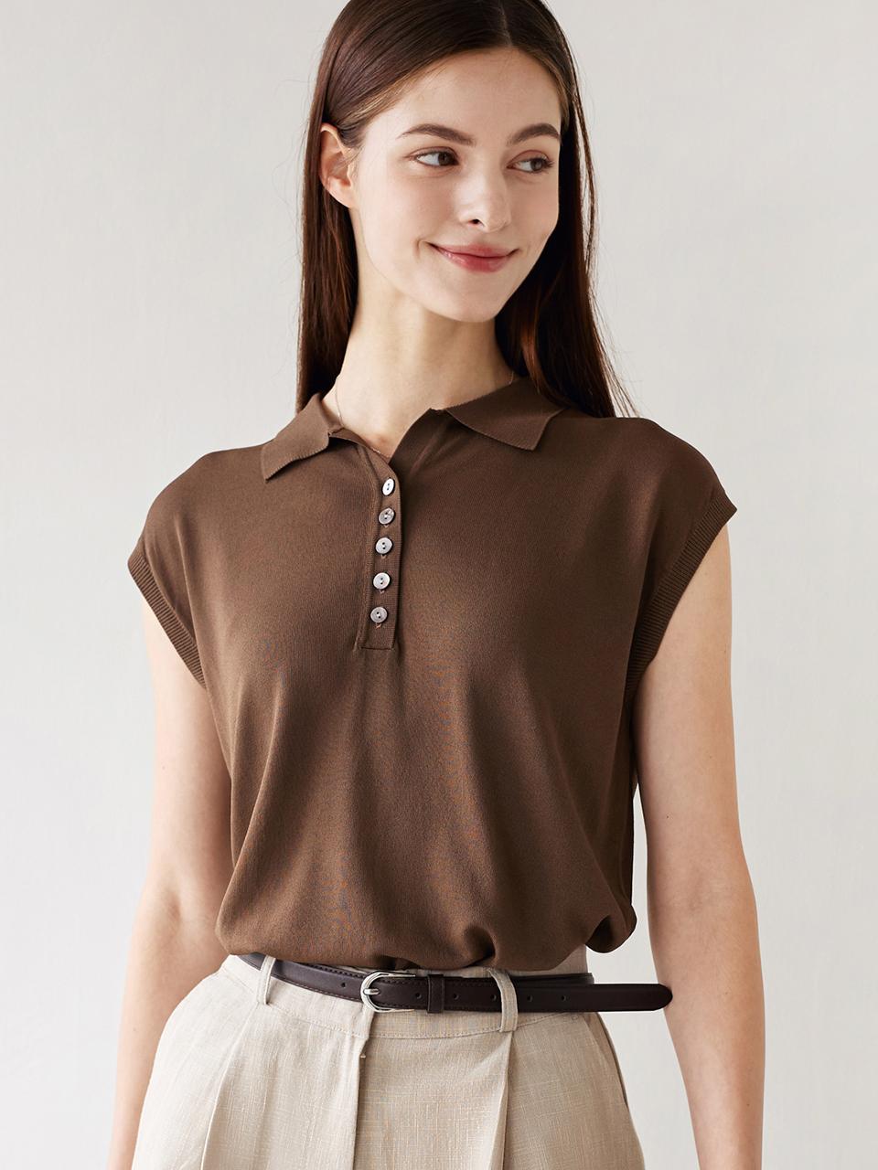 JUARR Collar Button Sleeveless Knitwear T-shirt_JESTS211