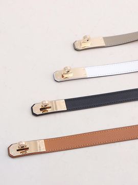 JUARR Cowhide Leather Gold-Tone Buckle Slim Belt (JFFAC404M)