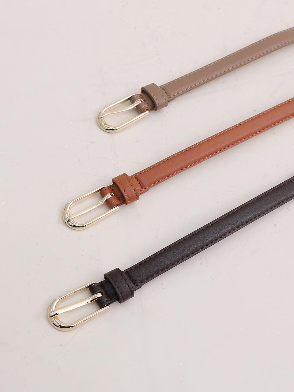JUARR Gold-tone Round Buckle Thin Leather Belt (JFFAC403M)
