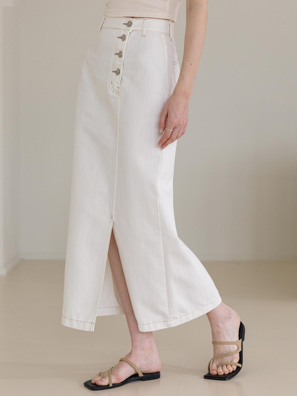 JUARR Nonfade Unbalanced Button Point H Long Denim Skirt