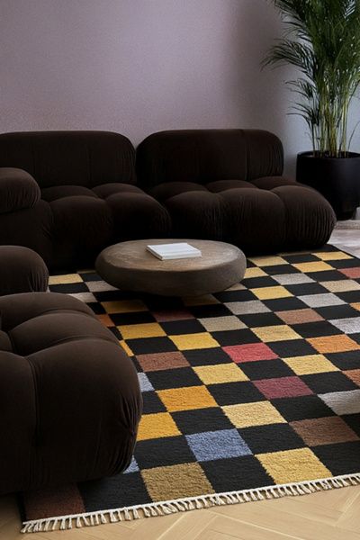 Jubi Rugs Jubi Rugs Jubi Colorful Checkered Hand Knotted Wool Rug at Urban Outfitters