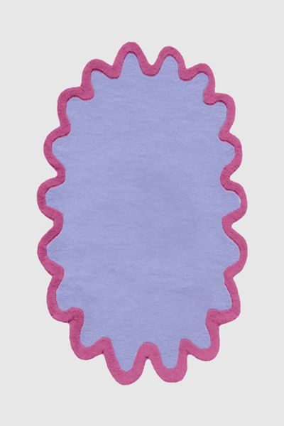 Jubi Rugs Jubi Rugs Jubi Halo Burst Hand Tufted Oval Wool Rug in Cornflower Magenta at Urban Outfitters