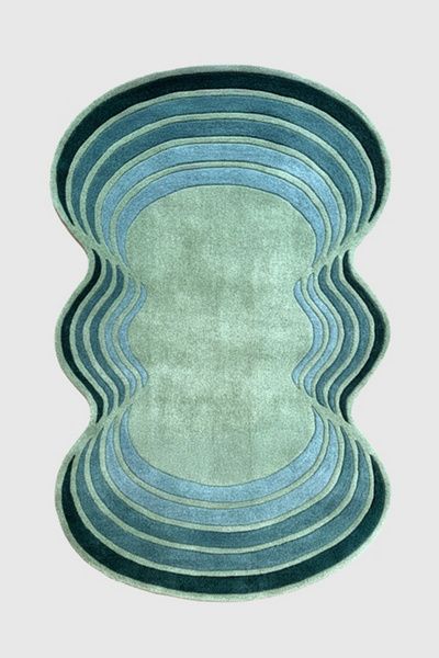 Jubi Rugs Jubi Rugs Jubi Undula Hand Tufted Wool Rug in Turquoise at Urban Outfitters