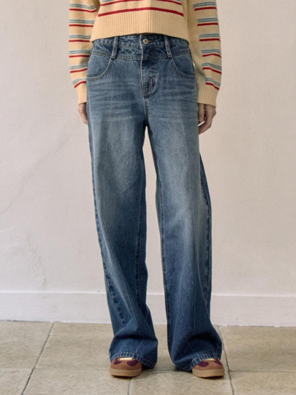 Jucy Judy Semi-Wide Relaxed Fit Cotton Denim Pants (JZDP020A)