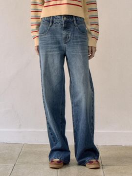 Jucy Judy Semi-Wide Relaxed Fit Cotton Denim Pants (JZDP020A)