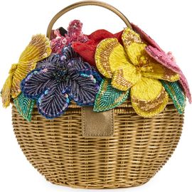 JUDITH LEIBER COUTURE JUDITH LEIBER COUTURE Dorothy Basket Flower Bouquet Woven Rattan Top Handle Bag