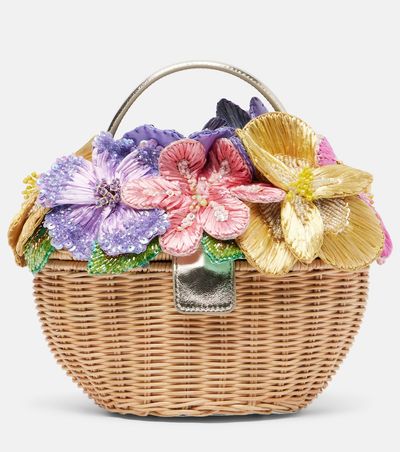 Judith Leiber Couture Judith Leiber Couture Dorothy floral-appliquÃ© wicker top-handle bag