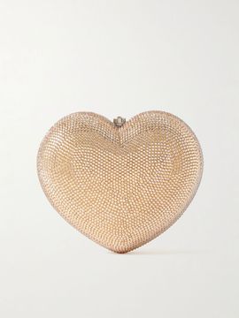 JUDITH LEIBER COUTURE L'Amour Petit Coeur crystal-embellished gold-tone clutch