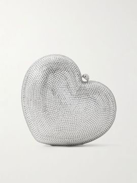 JUDITH LEIBER COUTURE L'Amour Petit Coeur crystal-embellished silver-tone clutch