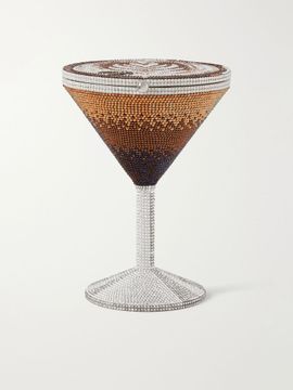 JUDITH LEIBER COUTURE Martini Espresso crystal-embellished silver-tone clutch