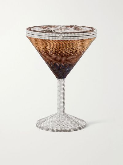JUDITH LEIBER COUTURE Martini Espresso crystal-embellished silver-tone clutch