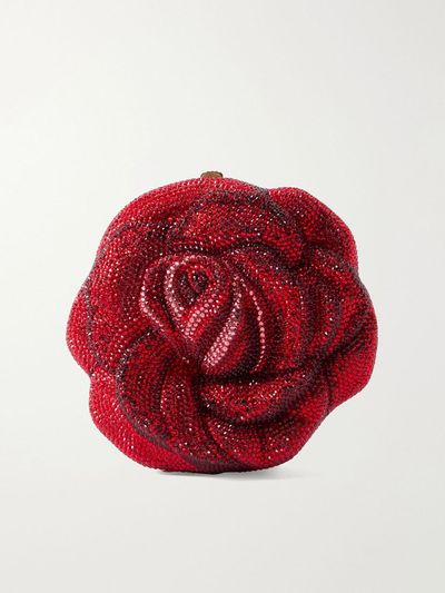 JUDITH LEIBER COUTURE Rose Desiree crystal-embellished gold-tone clutch