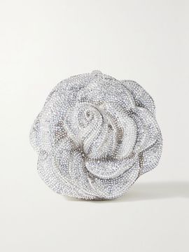 JUDITH LEIBER COUTURE Rose Desiree crystal-embellished silver-tone clutch