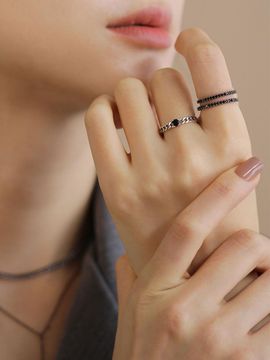 JUDY AND PAUL Ajouch Black Crystal Ebony Black Ring