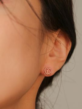 JUDY AND PAUL Diana Pretzel Heart All Silver Earrings