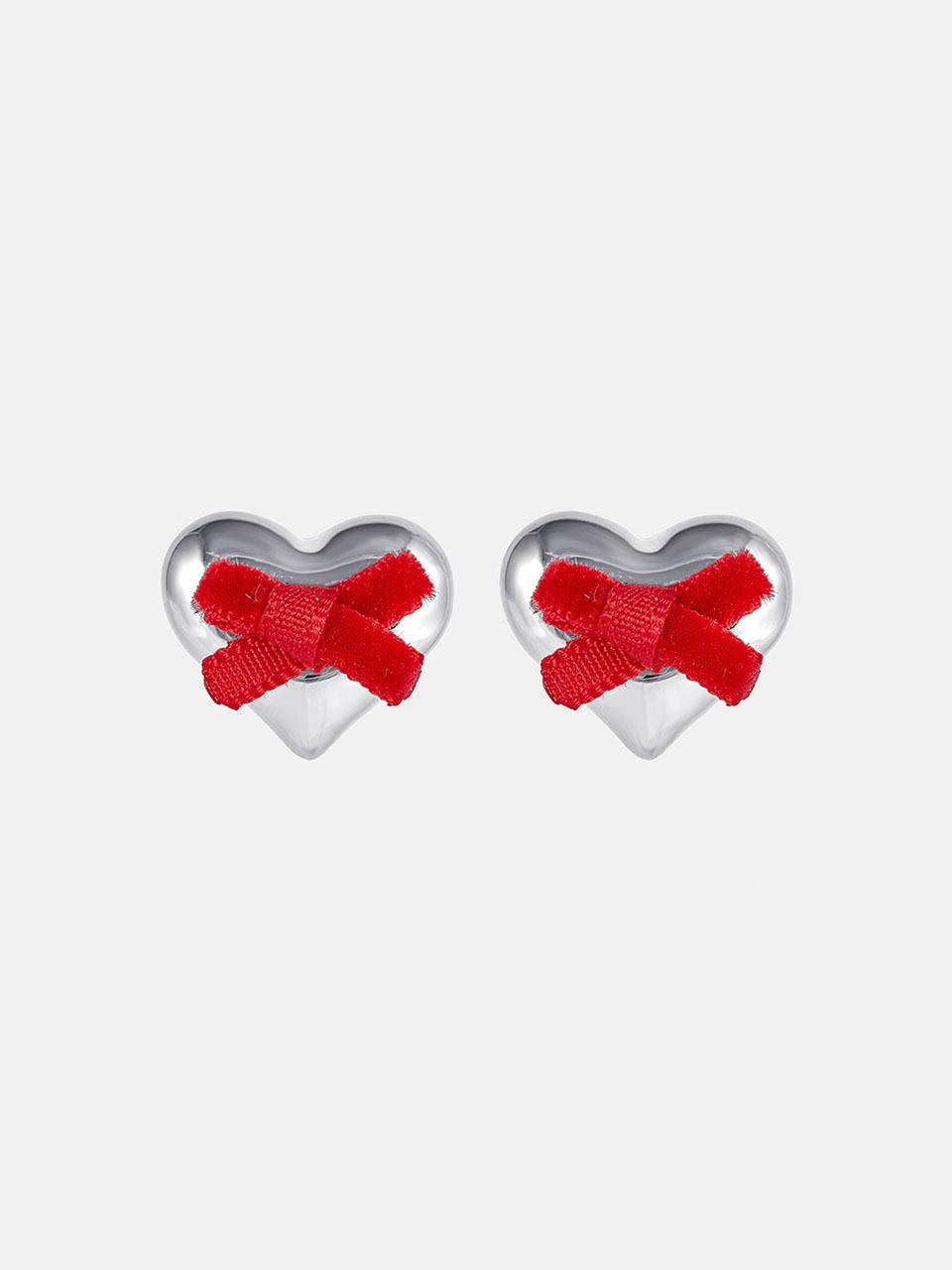 JUDY AND PAUL Muse Heart and Ribbon Holiday Earrings
