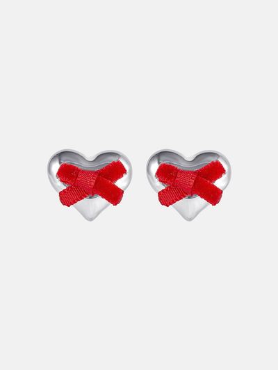 JUDY AND PAUL Muse Heart and Ribbon Holiday Earrings