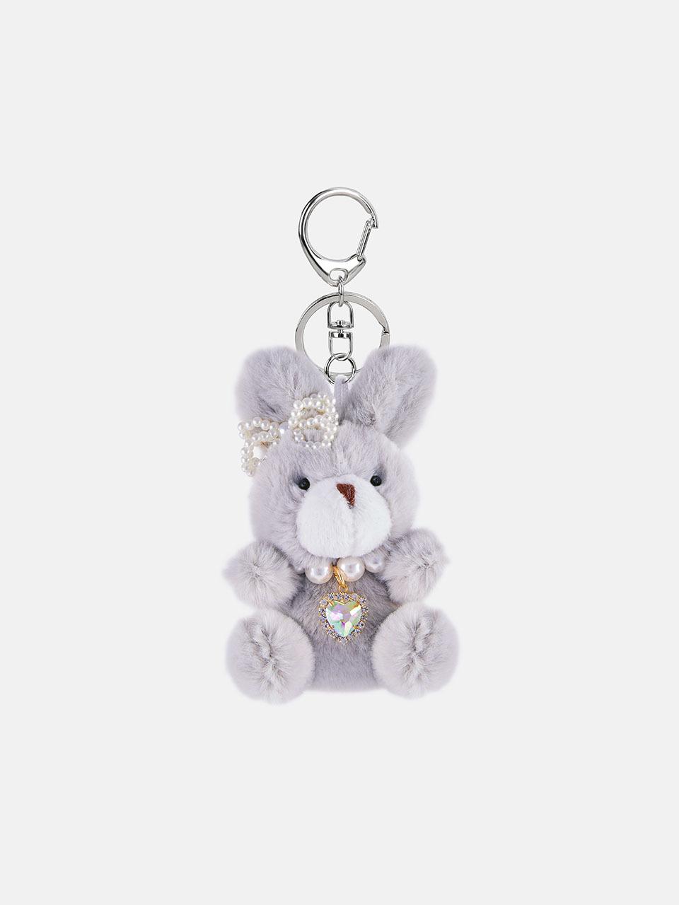 JUDY AND PAUL Pearl Crystal Bunny Plush Keyring