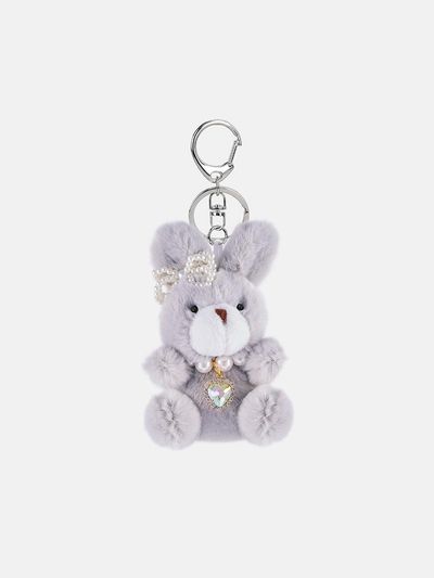 JUDY AND PAUL Pearl Crystal Bunny Plush Keyring