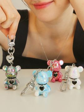 JUDY AND PAUL Ribo Marble Bear Heart Point Keyring