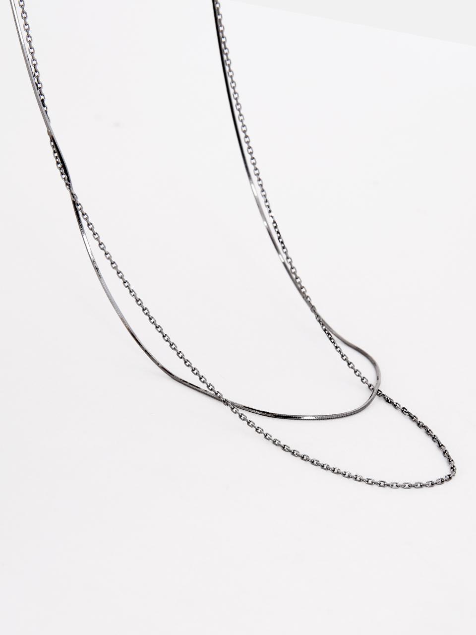 JUDY AND PAUL Yulia Double Line Black Chain Necklace