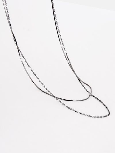 JUDY AND PAUL Yulia Double Line Black Chain Necklace