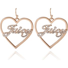 Juicy Couture Juicy Couture Crystal Heart Drop Script Logo Earrings