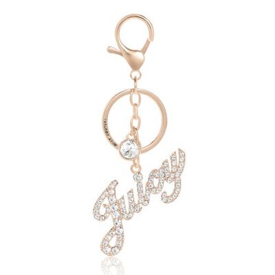 Juicy Couture Juicy Couture Crystal Pave "Juicy" Script Gold-Tone Keychain