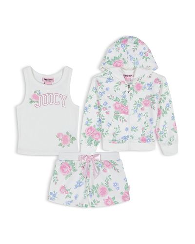 Juicy Couture Juicy Couture Girls' French Terry Zip Hoodie, Tank Top & Shorts Set