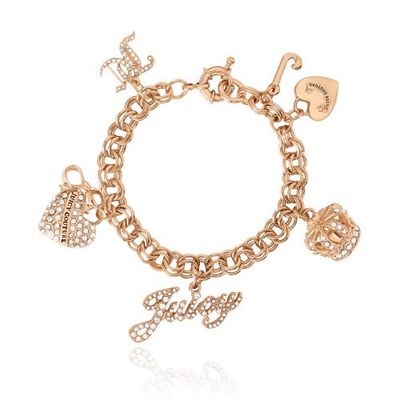 Juicy Couture Juicy Couture Gold-Tone Charm Bracelet with Pavé Accents 