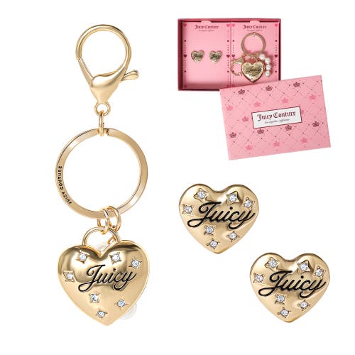 Juicy Couture Juicy Couture Heart Keychain & Earring Set with Crystal Accents