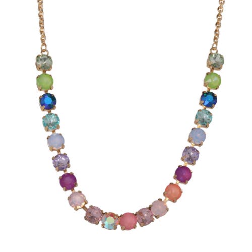 Juicy Couture Juicy Couture Womens Tennis Necklace with 8MM Multicolor Crystals, 16"+2" Gold Tone-Plated Tennis Jewelry