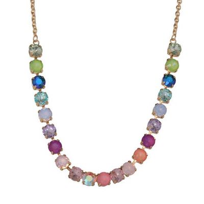 Juicy Couture Juicy Couture Womens Tennis Necklace with 8MM Multicolor Crystals, 16"+2" Gold Tone-Plated Tennis Jewelry